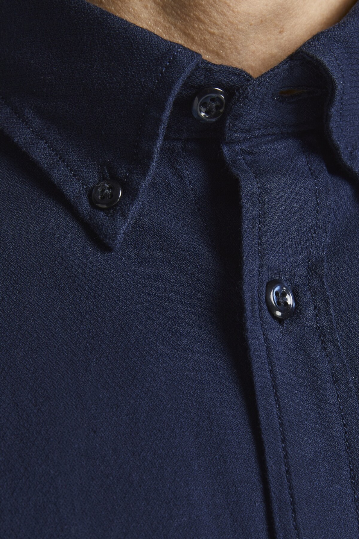 Camisa Mix Bolsillo De Plastrón Y Cuello Abotonado Navy Blazer
