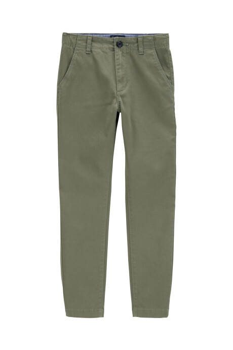 Pantalón clásico de sarga, entallado, oliva Sin color