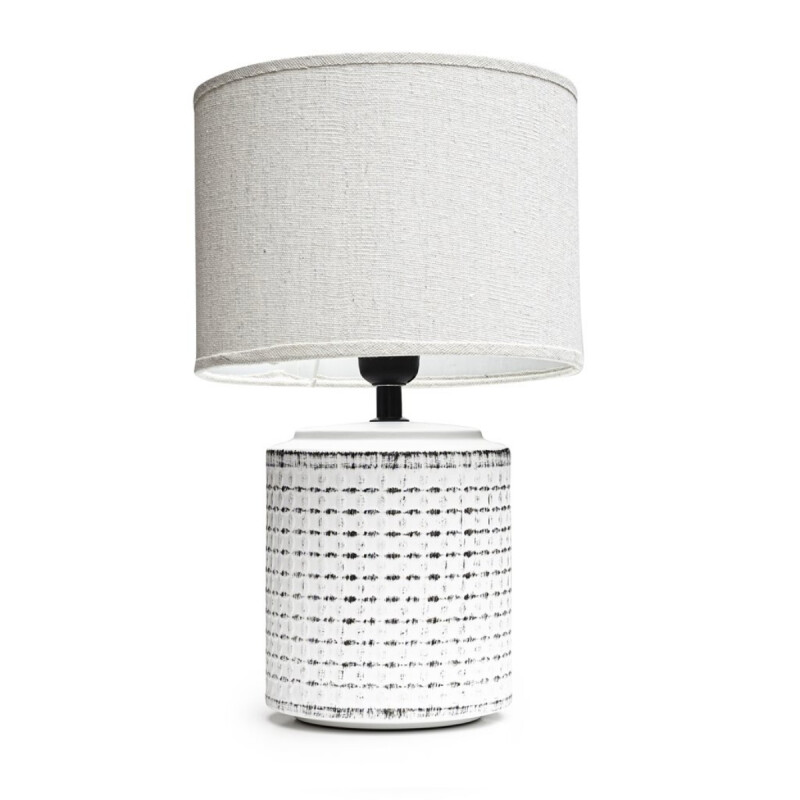 Lámpara de mesa base cerámica con textura 23x23x38 BLANCO