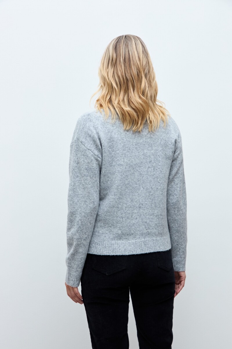 Sweater bordado floral gris melange
