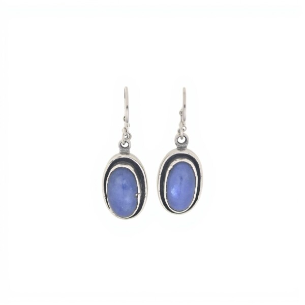 Caravanas Oval-Plata 925-Piedra Lapislázuli-CA3290 conpiedra