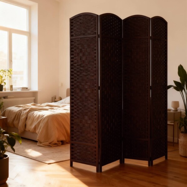 Biombo Divisor Separador Ambientes 4 Paneles Rattan 180m Rattan Imback Color Marron Oscuro Biombo Divisor Separador Ambientes 4 Paneles Rattan 180m Rattan Imback Color Marron Oscuro