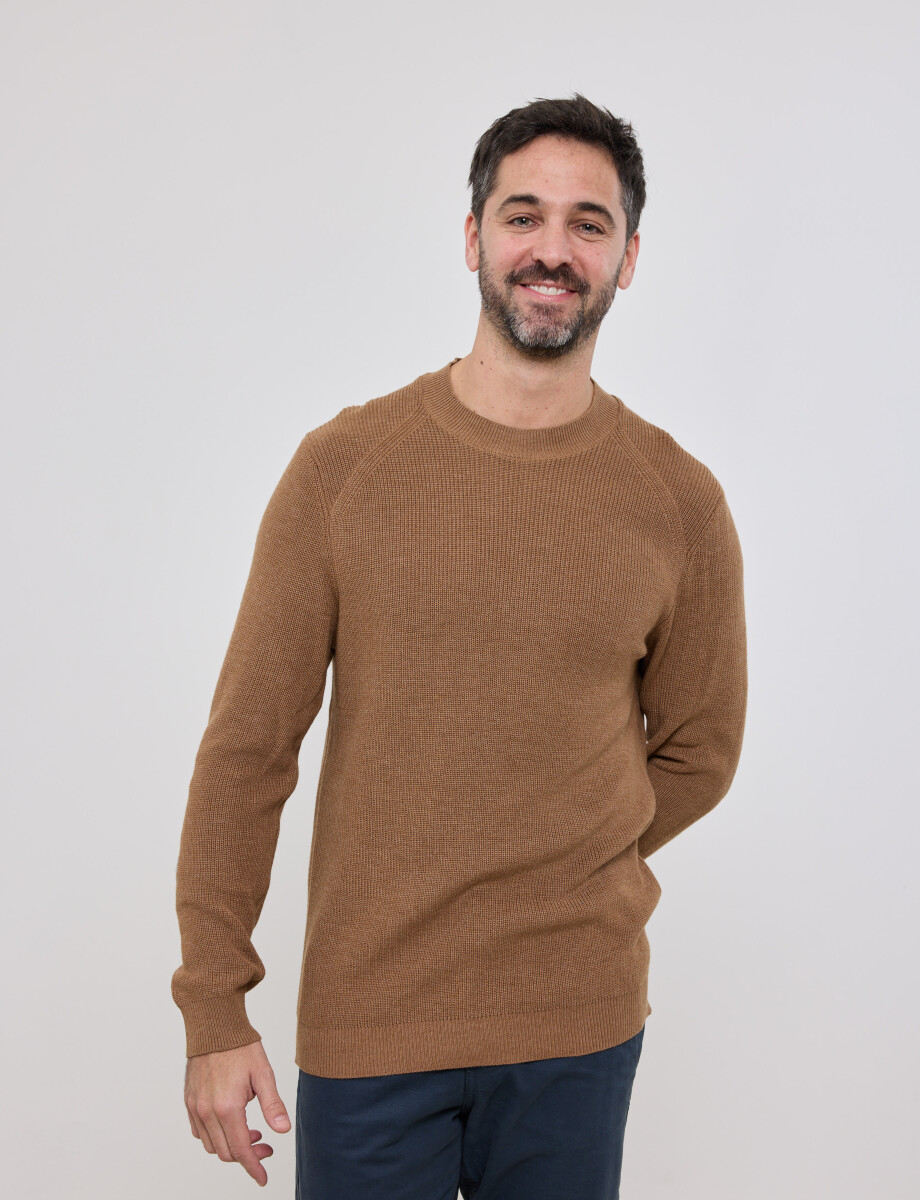 470657 SWEATER HARRINGTON LABEL Camel