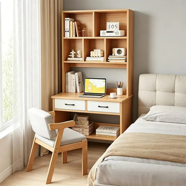 Escritorio Con Cajones Y Estantería 70 Cm Mdf Mövi Esh0008m ESCRITORIO MOVI MARRON ESH0008M