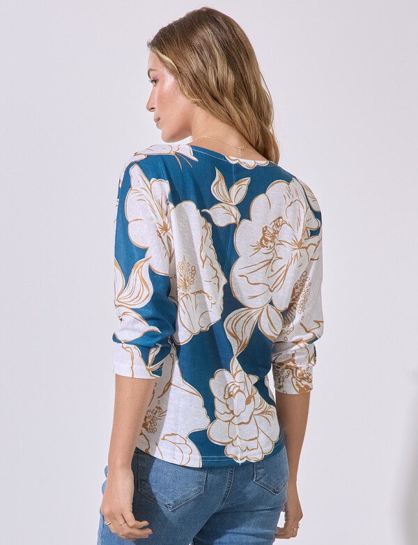 Blusa Tejida Print PETROLEO