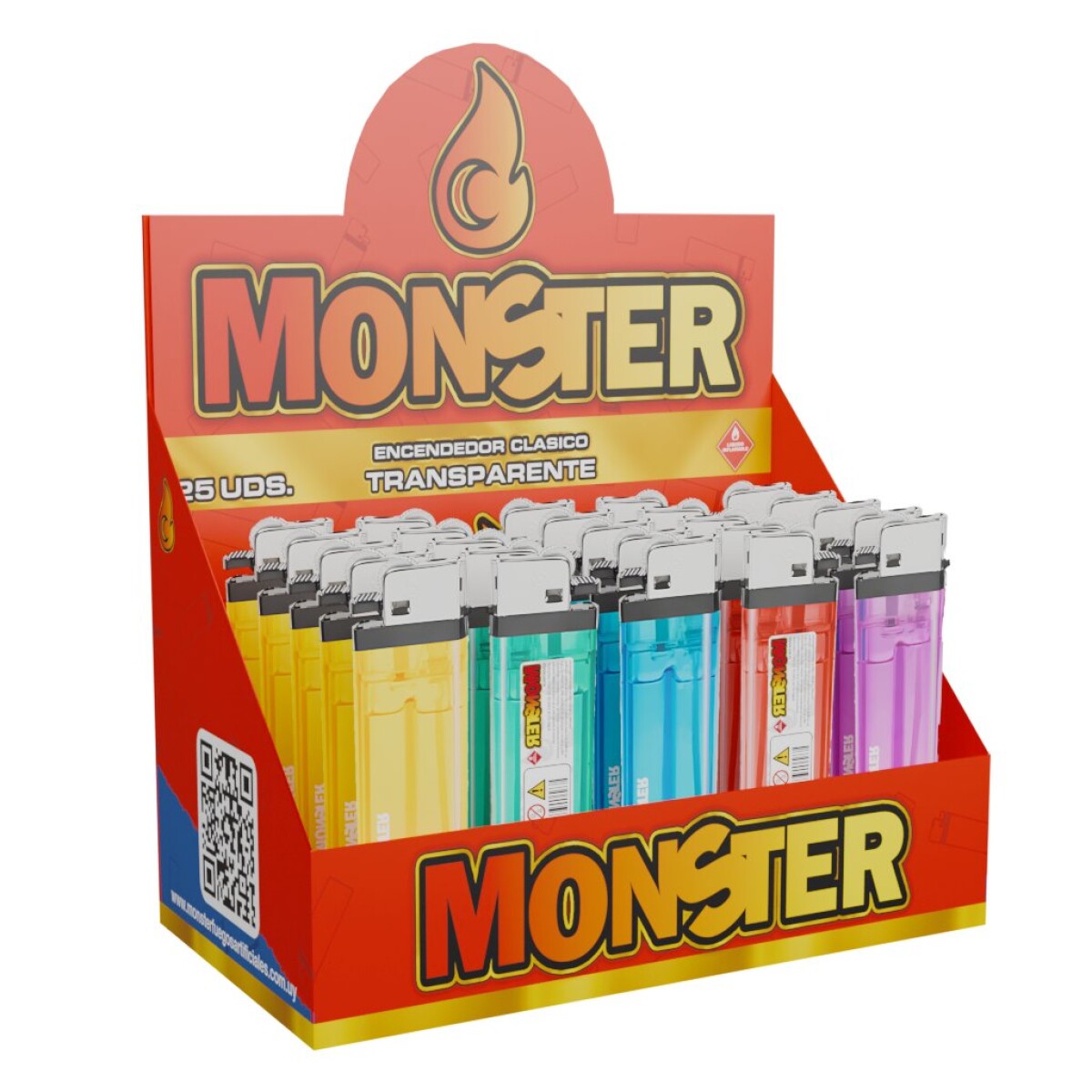 ENCENDEDOR MONSTER CLÁSICO x25 Unidades - Transparente 