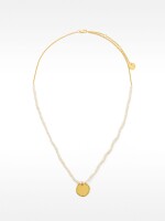 Collar De Perla De Agua Dulce Con Medalla - Plata De Ley 925 dorado