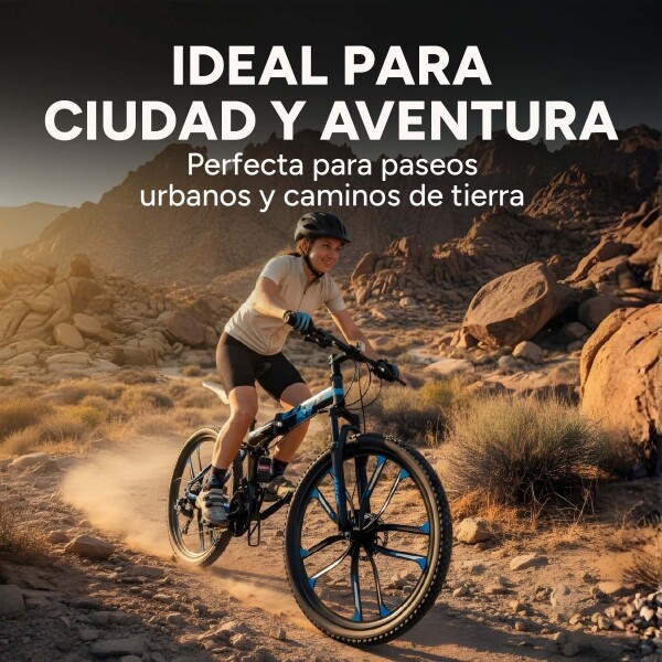 Bicicleta JJFH Rod 26 Doble Suspensión Plegable Freno Disco Color Azul