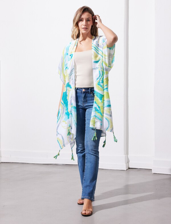 Kimono Printed MULTI/VERDE AGUA