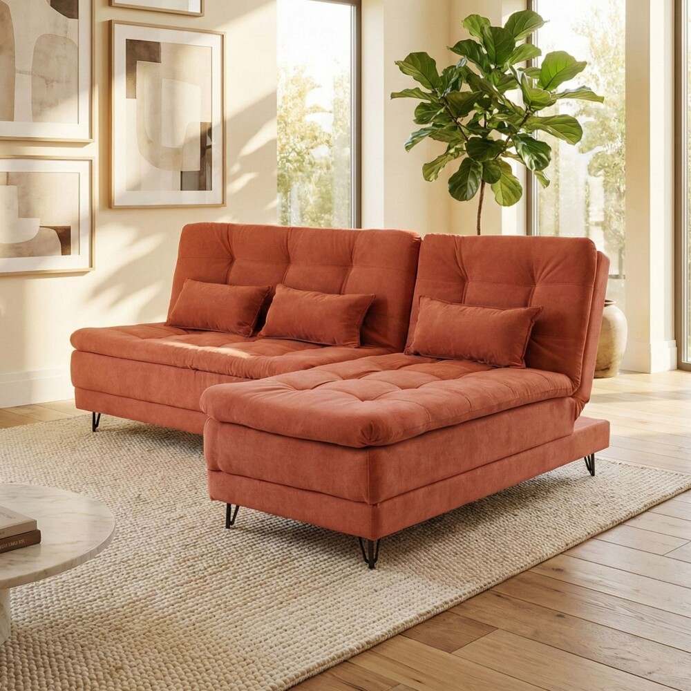 Sillón Cama con Chaise Izquierdo y derecho - Nice Terracota Steel