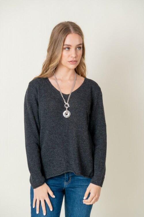 Sweater lana liso Gris