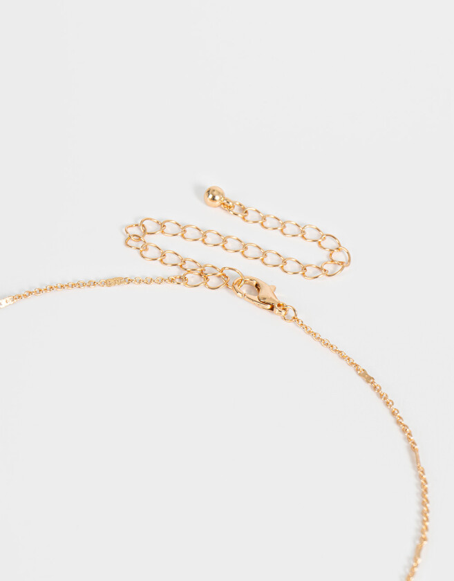 Collares Cortos Con Piedra Natural Collar Corto Dije Piedra Natural - Dorado