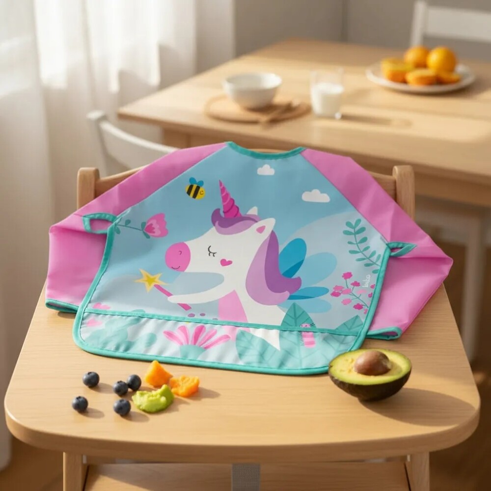 Babero con manga BUBA unicornio rosa