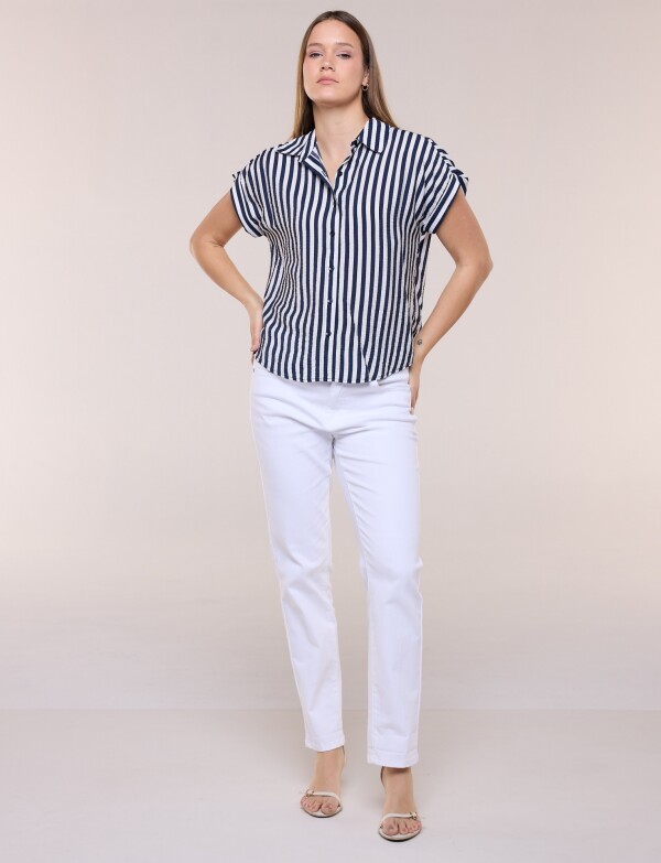 Camisa Rayas BLANCO/AZUL