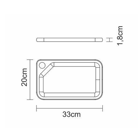 Tabla rectangular modelo CHURRASCO, 33mx200x18mm TB1332