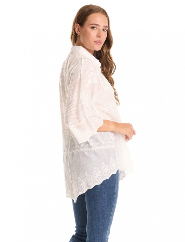 Camisa Algodon Broderie CRUDO