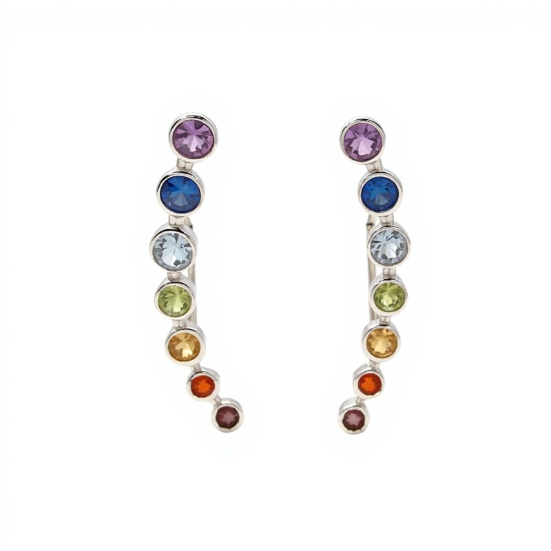 Caravanas Chakras-Plata 925-Con Piedras- CA4017 conpiedra