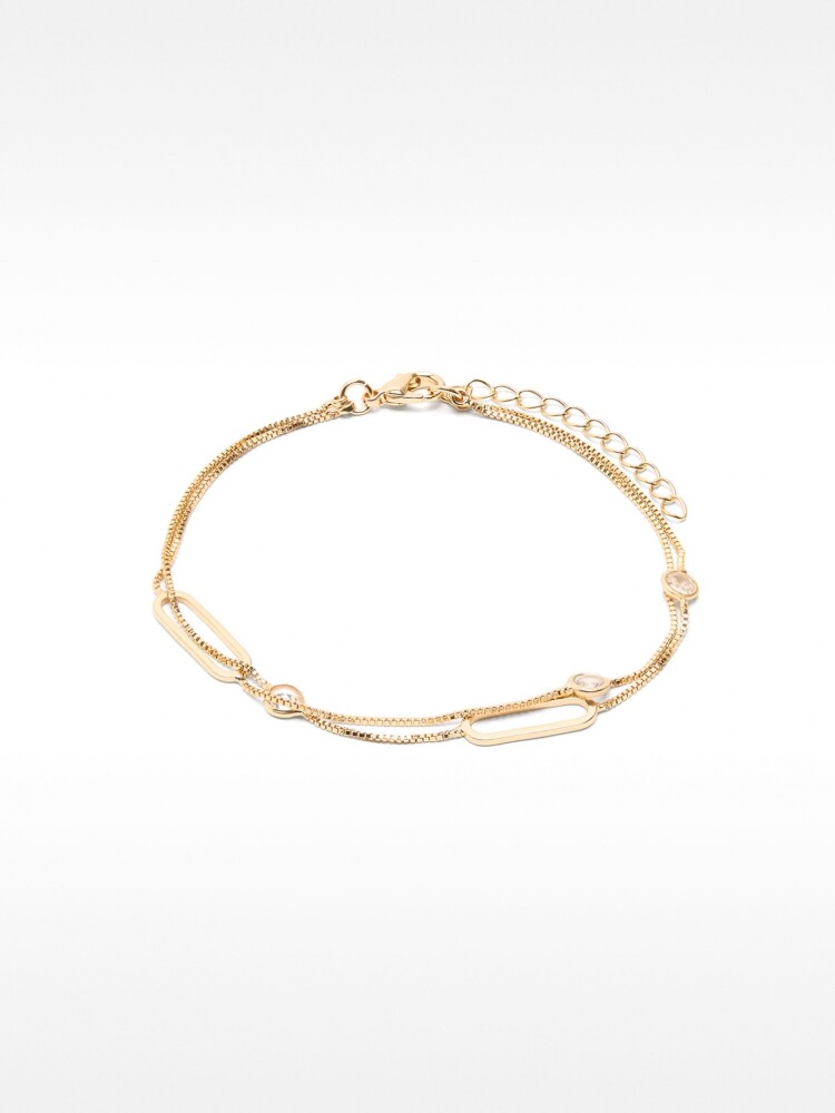 Pulsera Doble Con Circonitas dorado