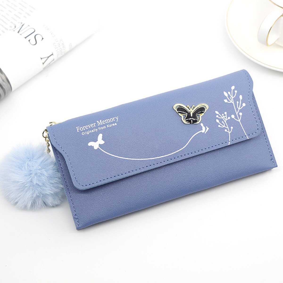 Billetera diseño mariposa - Celeste 
