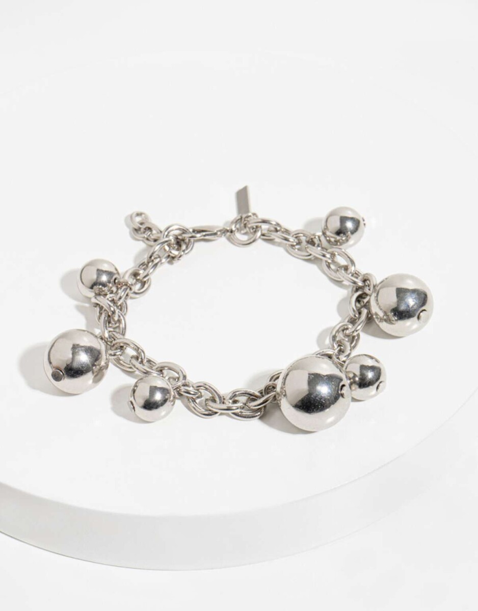 Pulsera Con Esferas De Metal - Plateado Rodio 