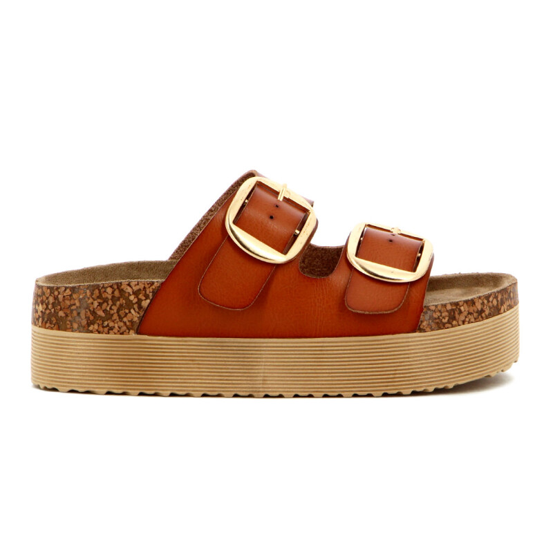 Darkness Sandalia Casual Dama C/dos Tiras C/hebilla Plataforma / Camel Camel