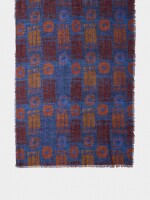 Pañuelo Estampado De Lino Y Algodón azul