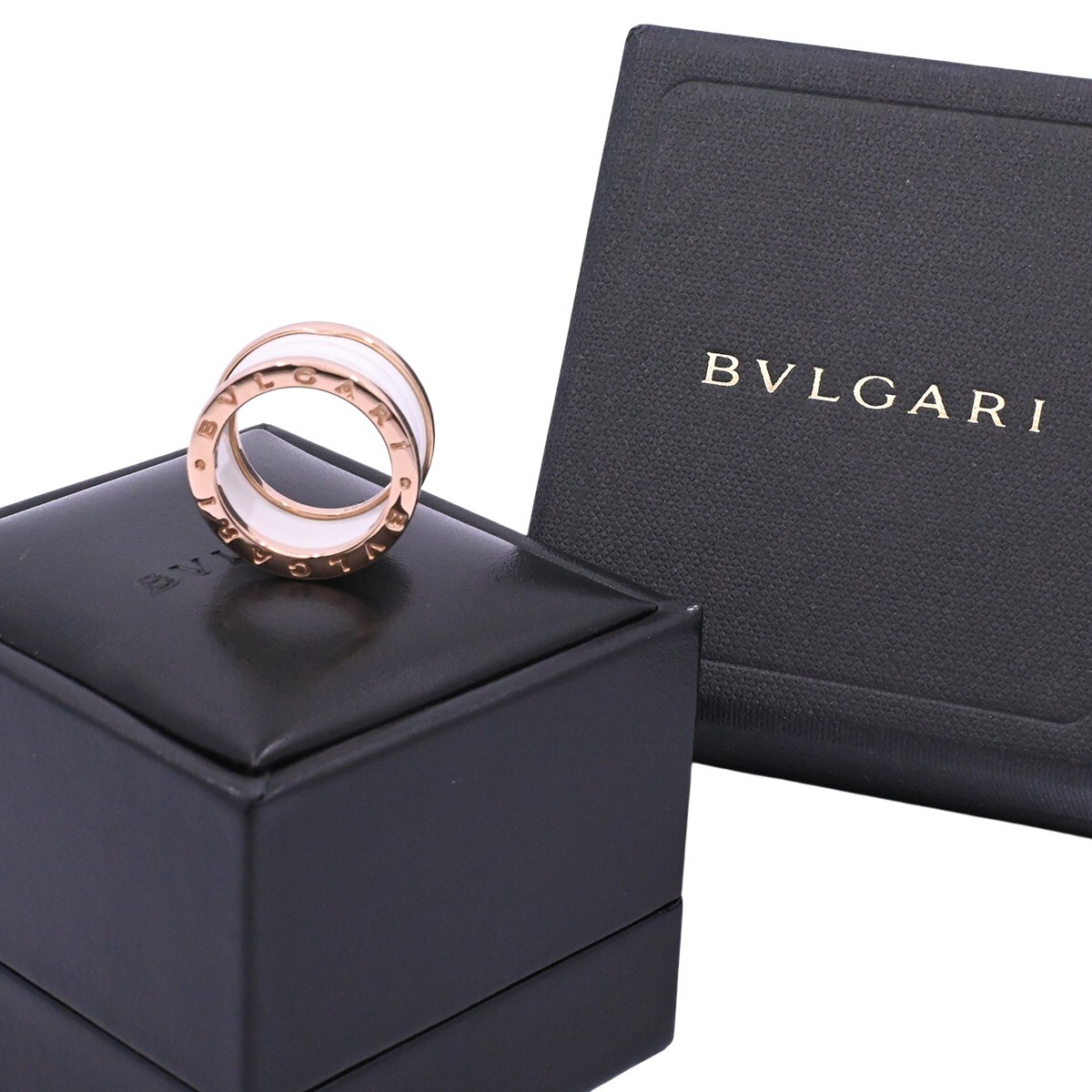 Bulgari Bzero 1 anillo oro 18k rosa y cerámica blanca con estuche original. 