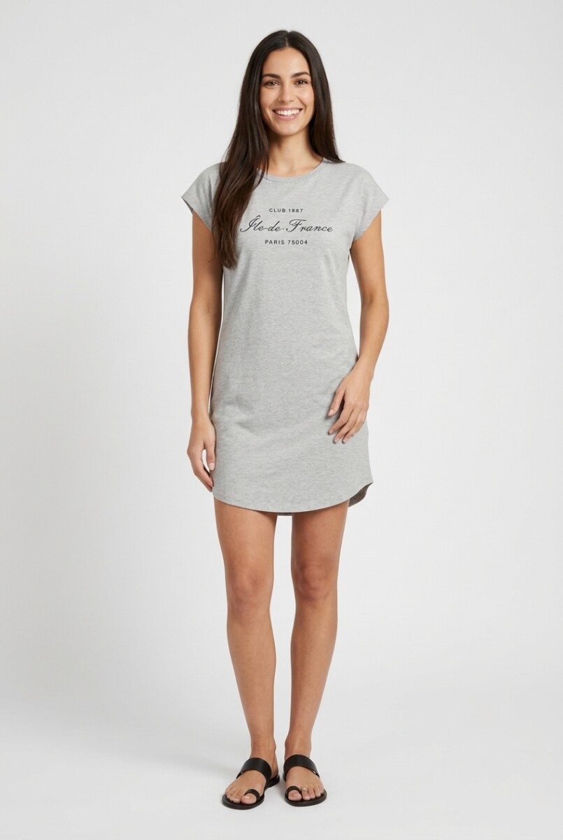Vestido remeron estampado - Gris melange 