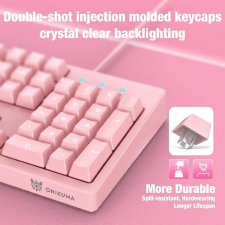 Kit Gamer Onikuma Teclado Led y Mouse Rgb USB ROSA