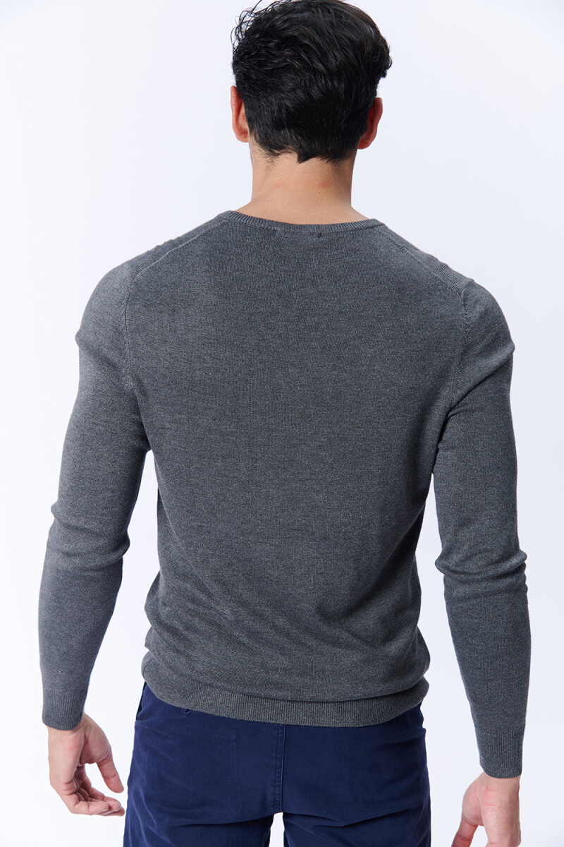 Buzo punto cuello a la base Gris Oscuro
