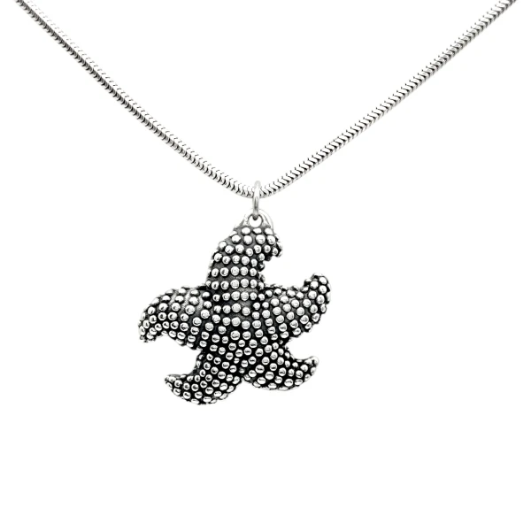 Dije Colgante Estrella de Mar-Plata 925 inflada quemada-Sin Piedra-CP3359 sinpiedra