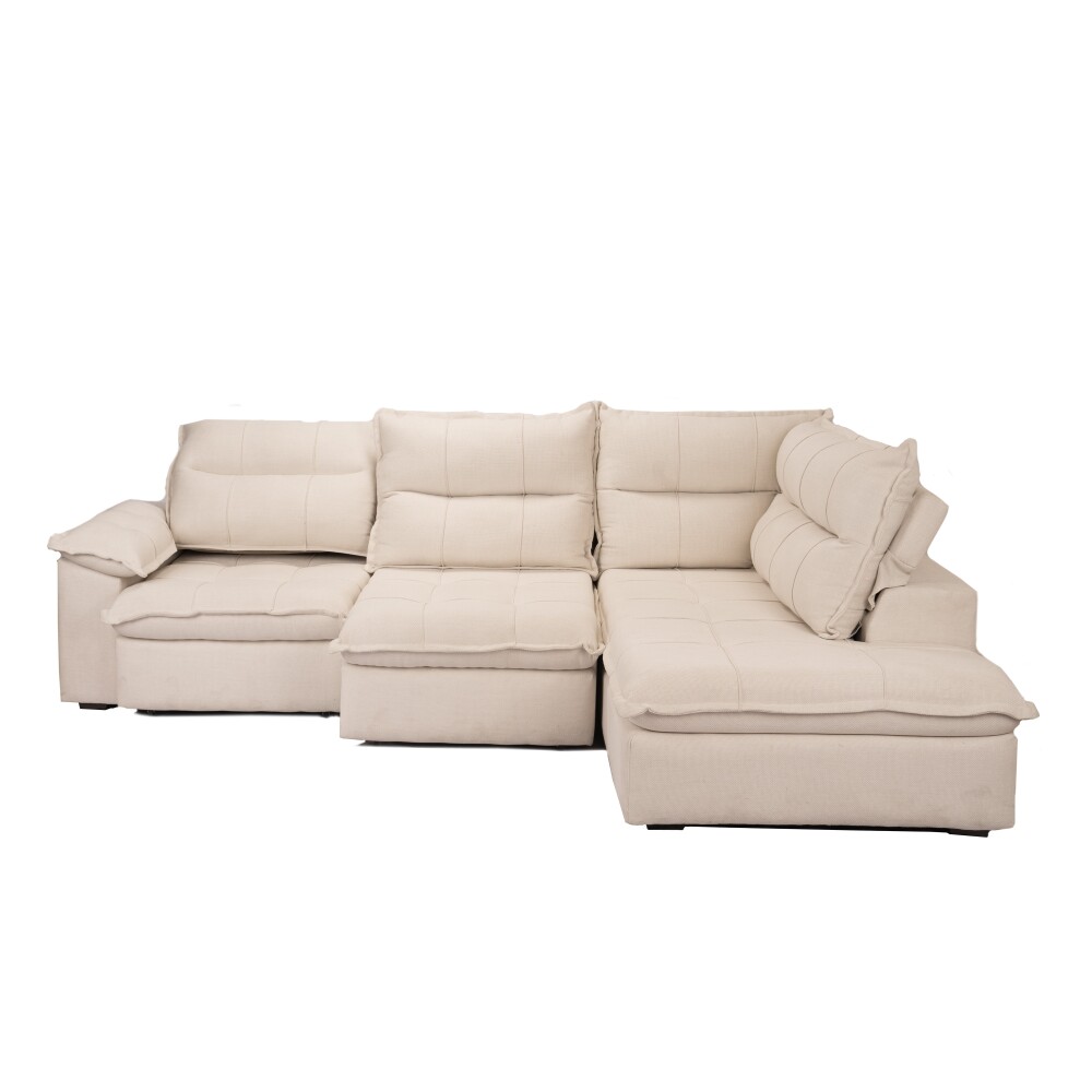 Sillón 5 Cuerpos con Chaise Retráctil y Reclinable - Cesky Beige Izquierdo