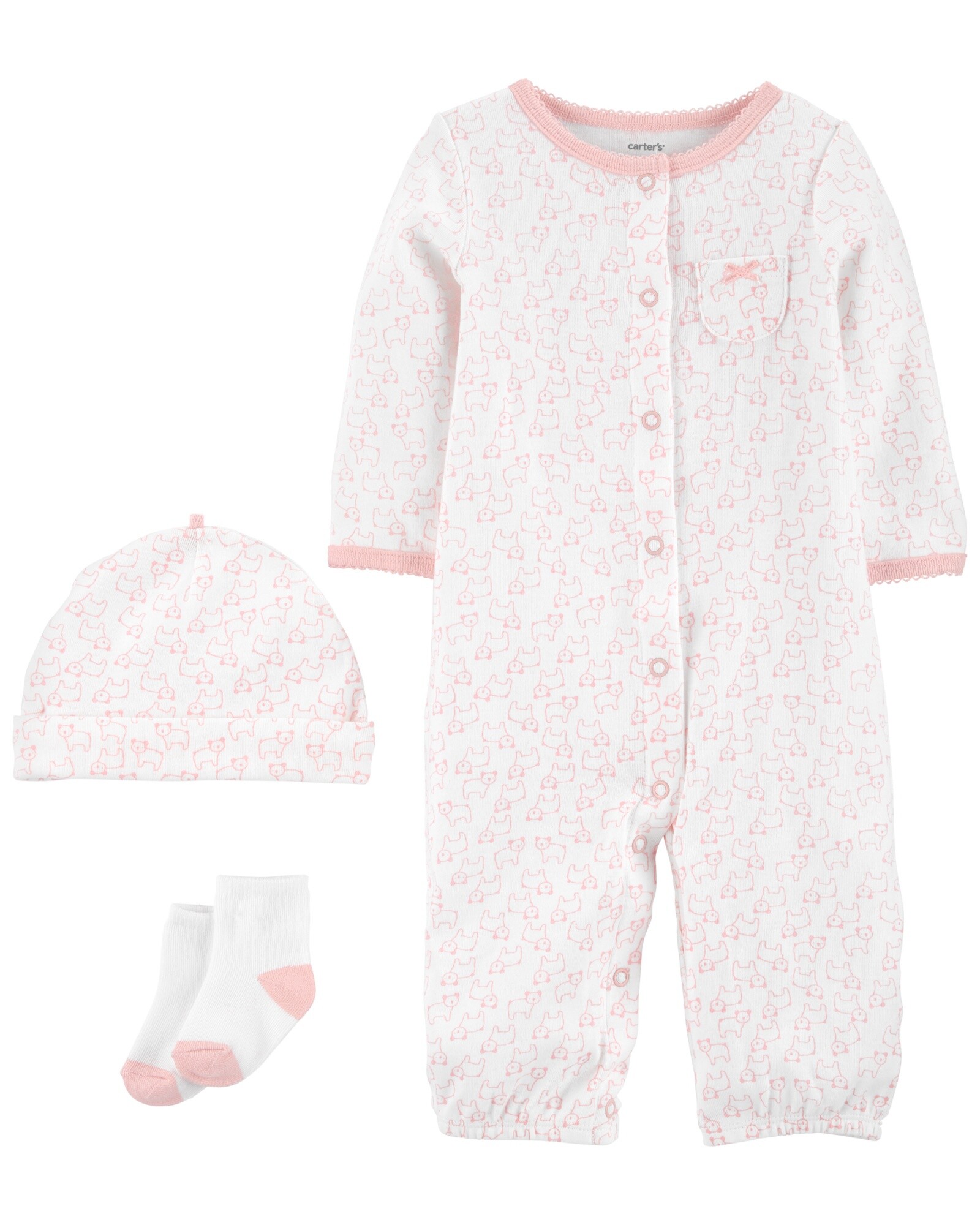 Pijama convertidor de algodón con medias y gorro, diseño pequeños koalas Sin color