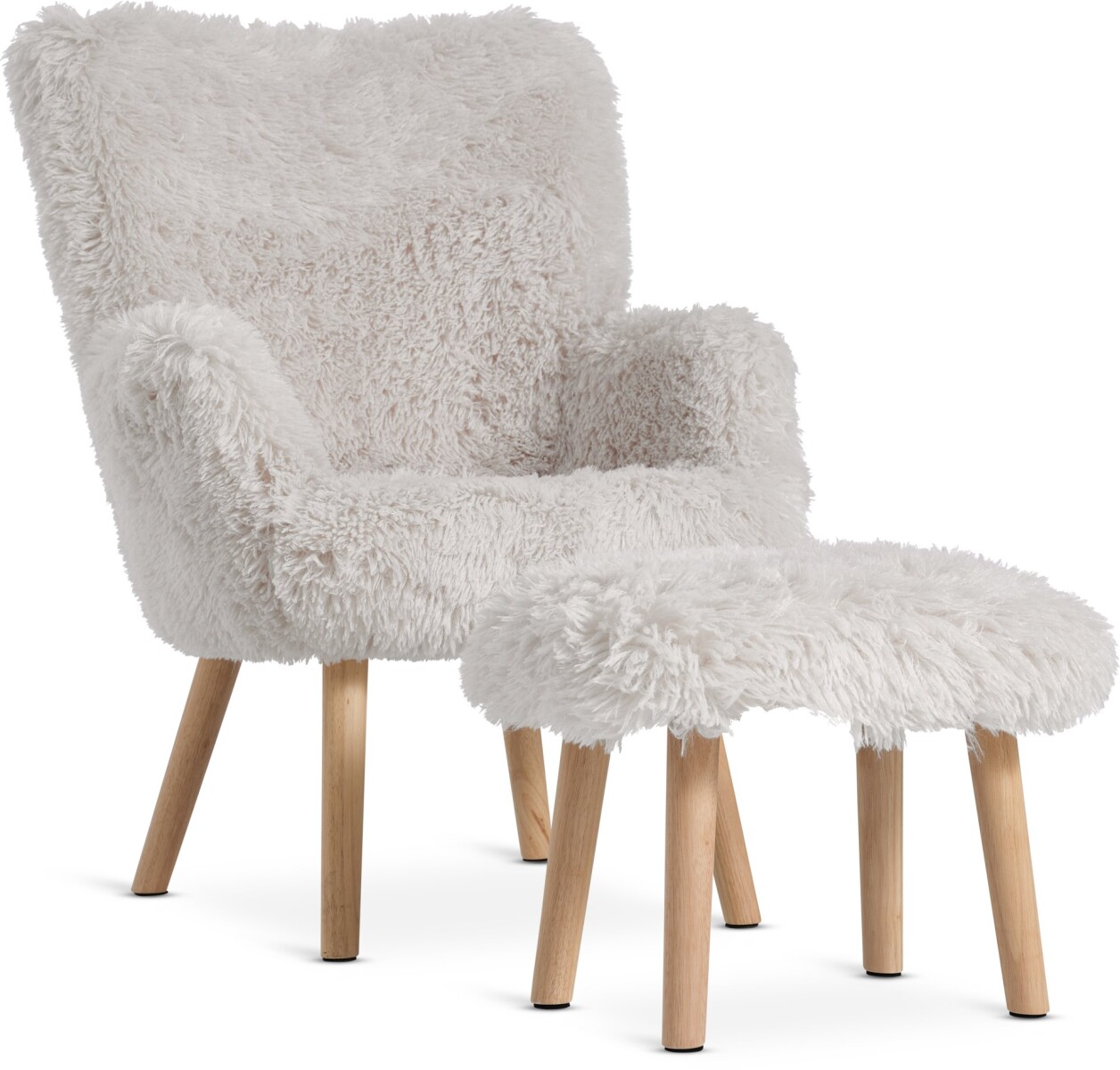 Sillón/apoya pies HVILSTED 1 cuerpo teddy crudo 