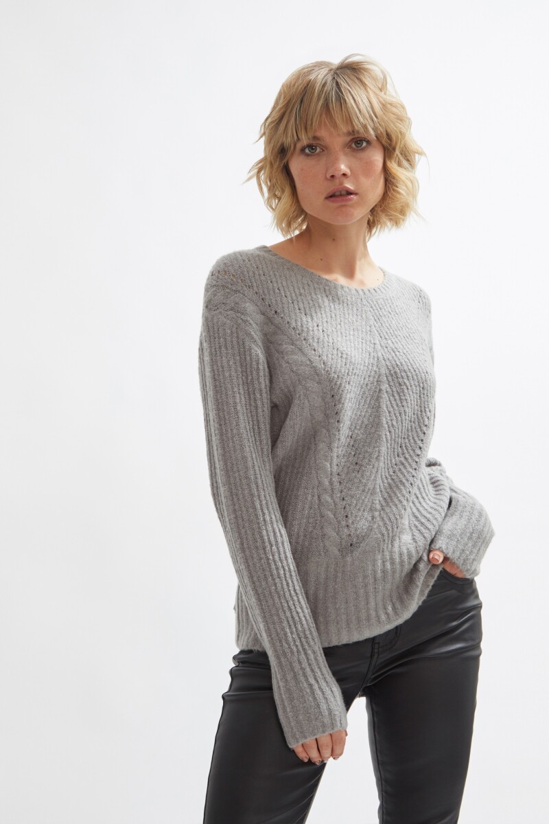 Sweater con estructuras gris melange