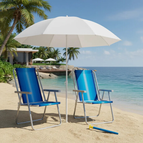 Set Sillas x2 Alum 120Kg + Sombrilla + Saca Arena Playa MOR Celeste/azul