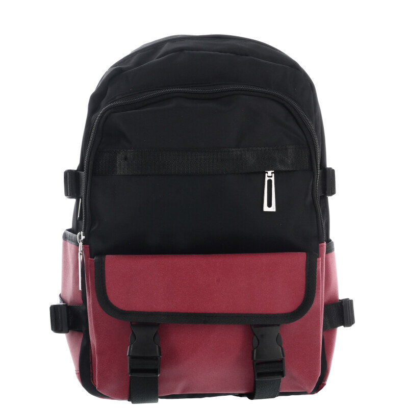 Mochila Miss Carol NAMASTE materiales y colores combinados Rojo