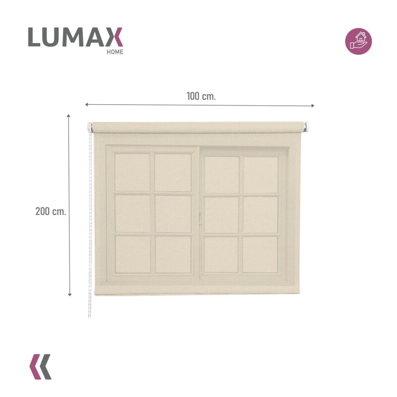 Cortina Roller Rústica Lumax 1.2x1.6m Para Ventana Enrollable Fácil instalación Beige
