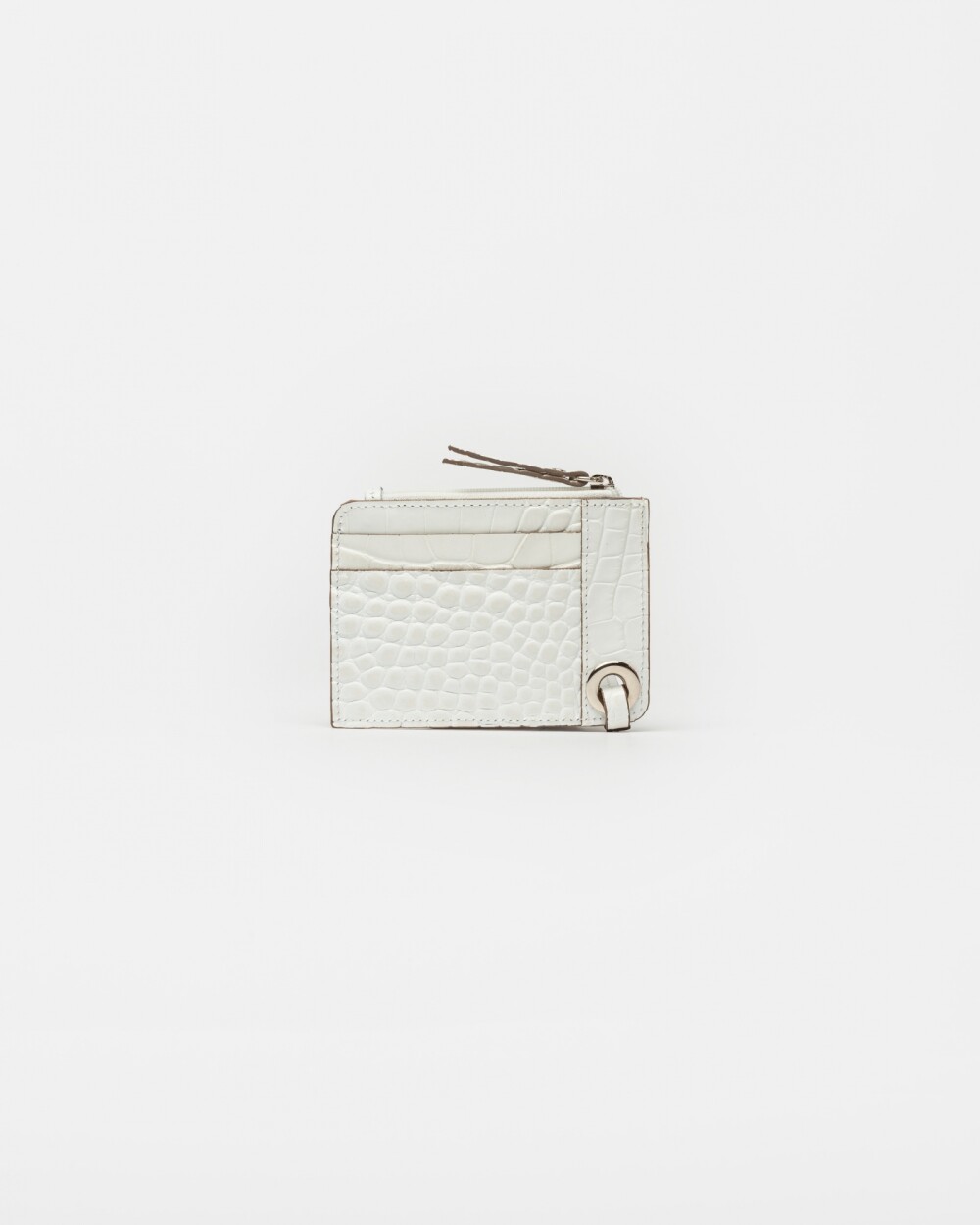 Tarjetero Jagger En Cuero Croco Satinado Blanco