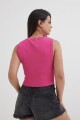 Top tejido cuello redondo FUCSIA