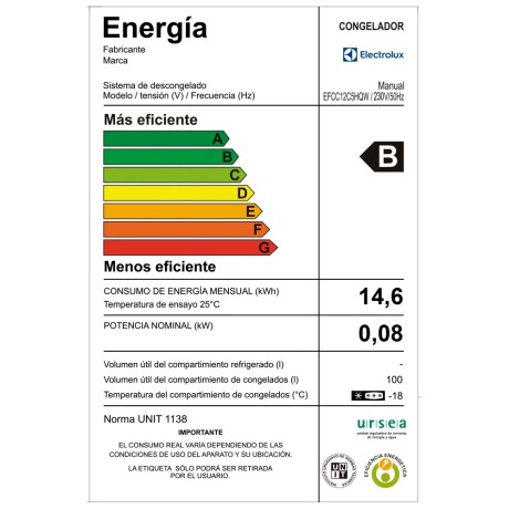 Freezer horizontal 100 lts Electrolux EFCC12C5HQW Freezer horizontal 100 lts Electrolux EFCC12C5HQW