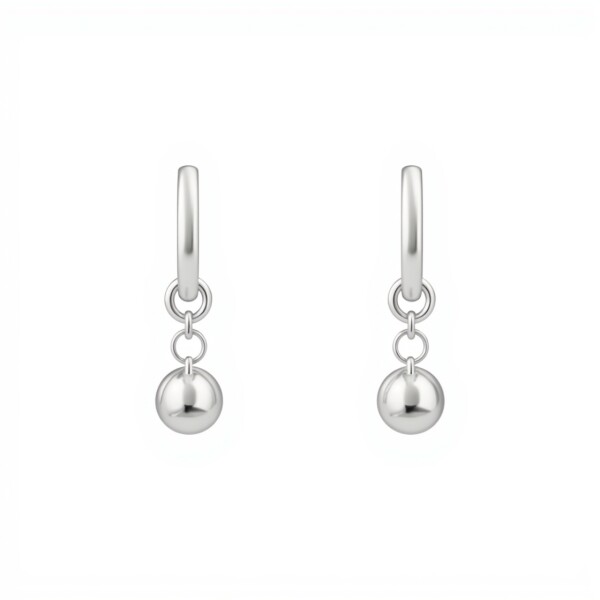 Caravanas Colgante Bola de Plata- Plata 925- Sin Piedra- CA4110 sinpiedra