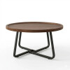 Mesa de Centro Redonda Madera Y Metal Grande Mesa de Centro Redonda Madera Y Metal Grande