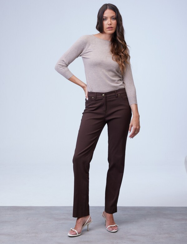Pantalon Slim MARRON