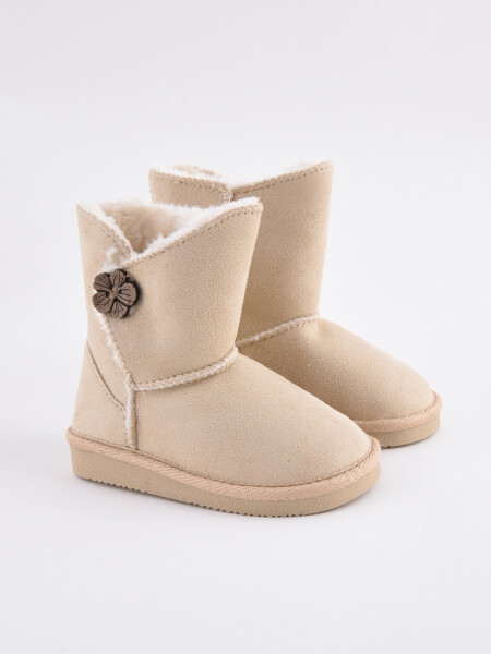 Bota con botón Beige