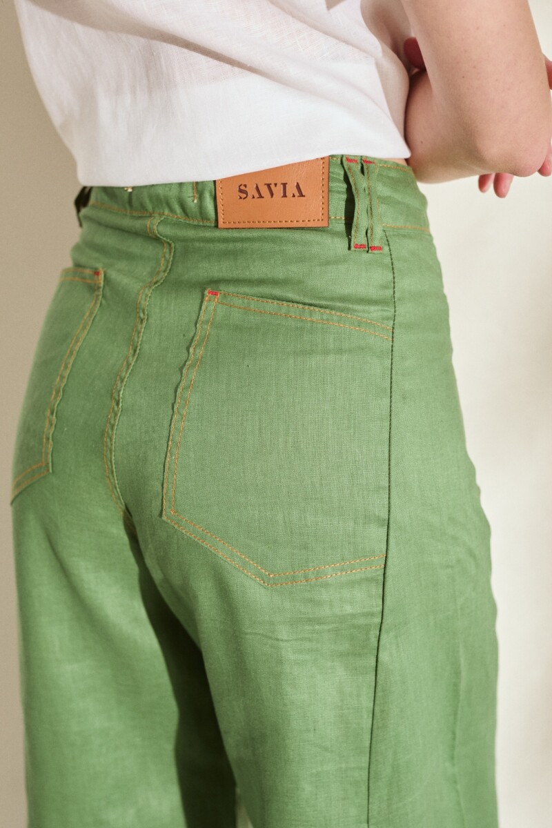 PANTALON WIDE XL LINEN SS27 Verde