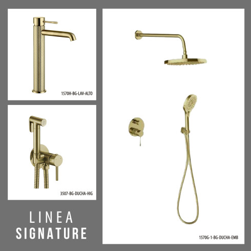 JUEGO DE GRIFERIA LAV ALTO DUCHA EMBUTIDA Y DUCHA HIGIENICA Oro mate 000