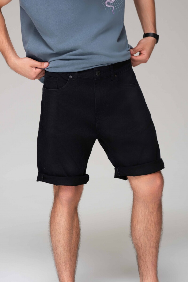 STRAIGHT SOLID BLACK SHORT J-negro