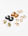 Aros Sets Color Set 7 Pares De Aros Mix Materiales - Dorado