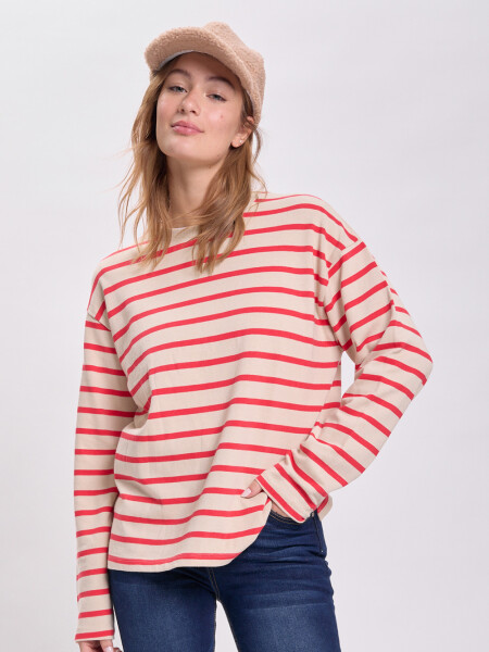 Remera rayas Rojo